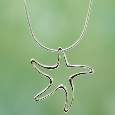 Aqua Sea Glass Sterling Silver Starfish Necklace – Bluefish Bohemian