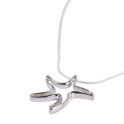 Sterling silver pendant necklace, 'Starfish' - Sea Life Jewelry Sterling Silver Necklace 