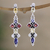 Garnet and iolite dangle earrings, 'Regent' - Natural Gemstone Earrings Handmade with Sterling Silver