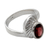 Garnet solitaire ring, 'Love Shield' - Handmade Sterling Silver and Garnet Ring
