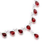 Garnet waterfall necklace, 'Scarlet Droplets' - Artisan Crafted Sterling Silver Waterfall Garnet Necklace
