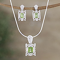 Featured review for Peridot jewelry set, Majestic Scrolls