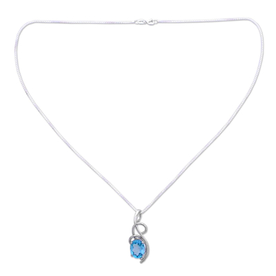 Topaz pendant necklace, 'Blue Delight' - Topaz pendant necklace