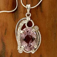 Amethyst necklace, 'Sparkling Wine' - Amethyst necklace