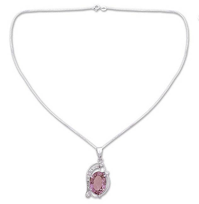 Amethyst necklace, 'Sparkling Wine' - Amethyst necklace