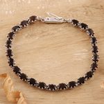 Smoky quartz tennis bracelet, 'Evening Mist' - Smoky quartz tennis bracelet