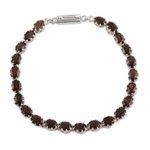 Smoky quartz tennis bracelet, 'Evening Mist' - Smoky quartz tennis bracelet