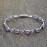 Pulsera de tenis de amatista, 'Shy Violet' - Pulsera de tenis de amatista