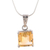 Rhodium plated citrine pendant necklace, 'Summer Waltz' - 15-Carat Rhodium Plated Citrine Pendant Necklace from India (image 2a) thumbail