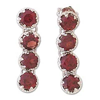 Garnet earrings, 'Glamorous' - Garnet earrings