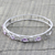 Amethyst bangle bracelet, 'Whisper' - Handcrafted Silver Bangle with Faceted Rose Quartz