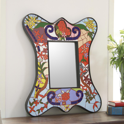Mosaic mirror, 'Rose Garden' - Mosaic mirror