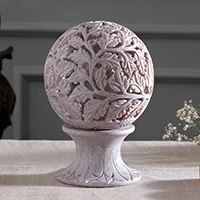 Soapstone candleholder, 'Light the World' - Hand Carved Stone Leaf Candle Holder