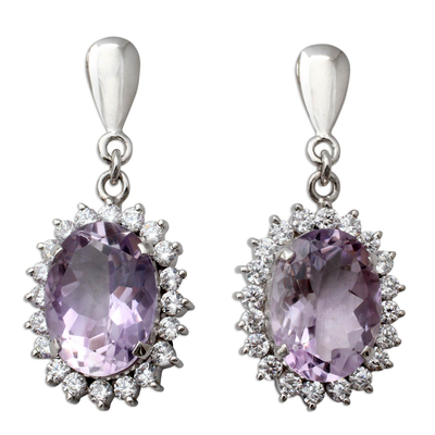 Amethyst dangle earrings, 'Violet Splendor' - Amethyst dangle earrings