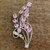 Sterling silver brooch pin, 'Pink Gladiola' - Floral Sterling Silver Cubic Zirconia Brooch Pin from India (image 2) thumbail
