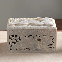 Soapstone jewelry box, Winged Dragon