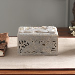Soapstone jewelry box, 'Winged Dragon' - Jali Soapstone Jewelry Box from India