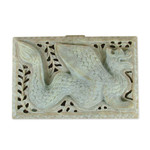 Soapstone jewelry box, 'Winged Dragon' - Jali Soapstone Jewelry Box from India
