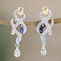 Featured review for Citrine and blue topaz chandelier earrings, Indian Sonnet