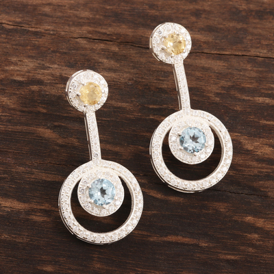 Topaz and citrine dangle earrings, 'Endless Love' - Topaz and citrine dangle earrings