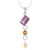 Citrine and amethyst pendant necklace, 'Honey Drop' - Citrine and amethyst pendant necklace
