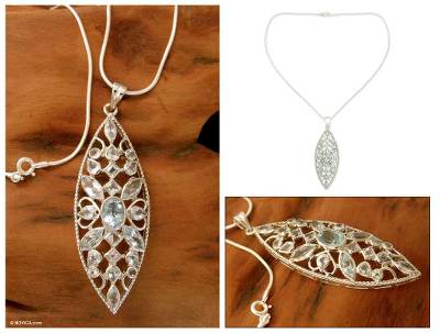 Blue topaz pendant necklace, 'Prism' - Blue topaz pendant necklace
