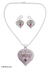 Amethyst and peridot jewelry set, 'Joyful Heart' - Sterling Silver Necklace and Earrings Jewelry Set