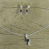 Conjunto de joyas de iolita, 'Epic Flight' - Pendientes de collar de iolita en conjunto de joyas de plata de ley  