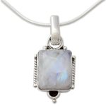 Moonstone pendant necklace, 'Rainbow Light' - Moonstone pendant necklace