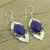 Lapis lazuli earrings, 'Blue Lotus' - Fair Trade Sterling Silver and Lapis Lazuli Earrings thumbail