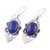 Lapis lazuli earrings, 'Blue Lotus' - Fair Trade Sterling Silver and Lapis Lazuli Earrings (image 2b) thumbail