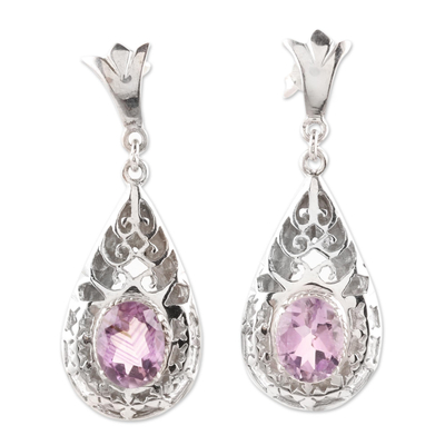 Amethyst dangle earrings, 'Blessed Garden' - Amethyst dangle earrings