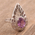 Amethyst solitaire ring, 'Teardrop' - Amethyst solitaire ring (image 2b) thumbail