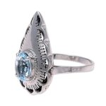 Blue topaz cocktail ring, 'Teardrop' - Blue topaz cocktail ring
