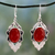 Carnelian dangle earrings, 'Sunny Sky' - Artisan Crafted Sterling Silver Carnelian Earrings thumbail