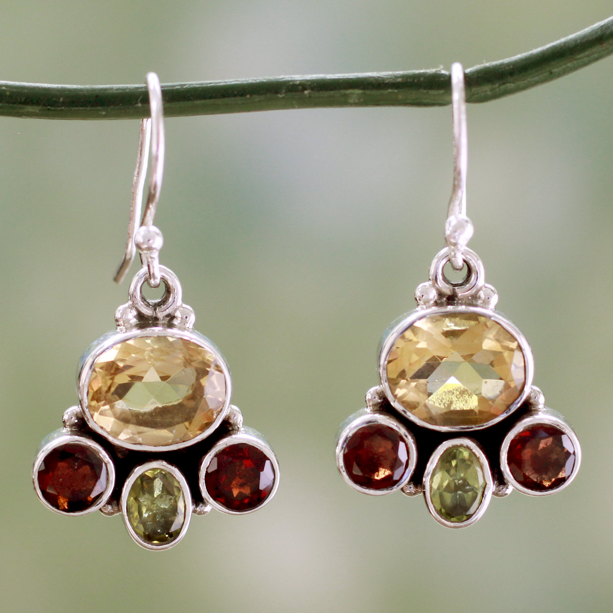 Gemstones in Sterling Silver Earrings - Cosmic Harmony | NOVICA