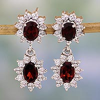 Garnet earrings, 'Glorious Red'