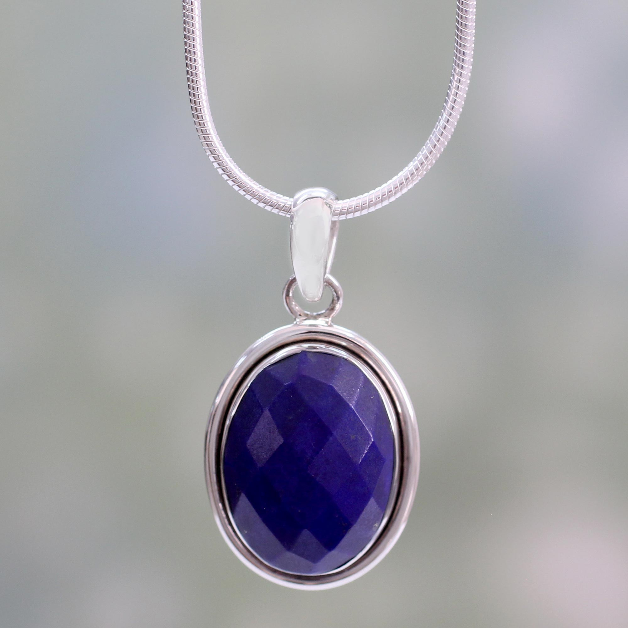 Fair Trade Jewelry Lapis Lazuli and Sterling Silver Necklace - Blue ...