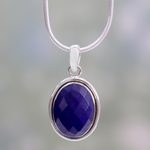 Lapis lazuli pendant necklace, 'Blue Destiny' - Fair Trade Jewelry Lapis Lazuli and Sterling Silver Necklace