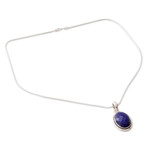 Lapis lazuli pendant necklace, 'Blue Destiny' - Fair Trade Jewelry Lapis Lazuli and Sterling Silver Necklace