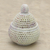 Soapstone jar, 'Lattice Lace' (large) - Handcrafted Jali Soapstone Beige Jar and Bottle (Large)