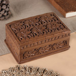 Wood jewelry box, 'Elephant Forest' - Wood Elephant Jewelry Box