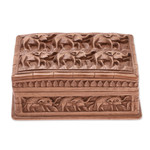 Wood jewelry box, 'Elephant Forest' - Wood Elephant Jewelry Box
