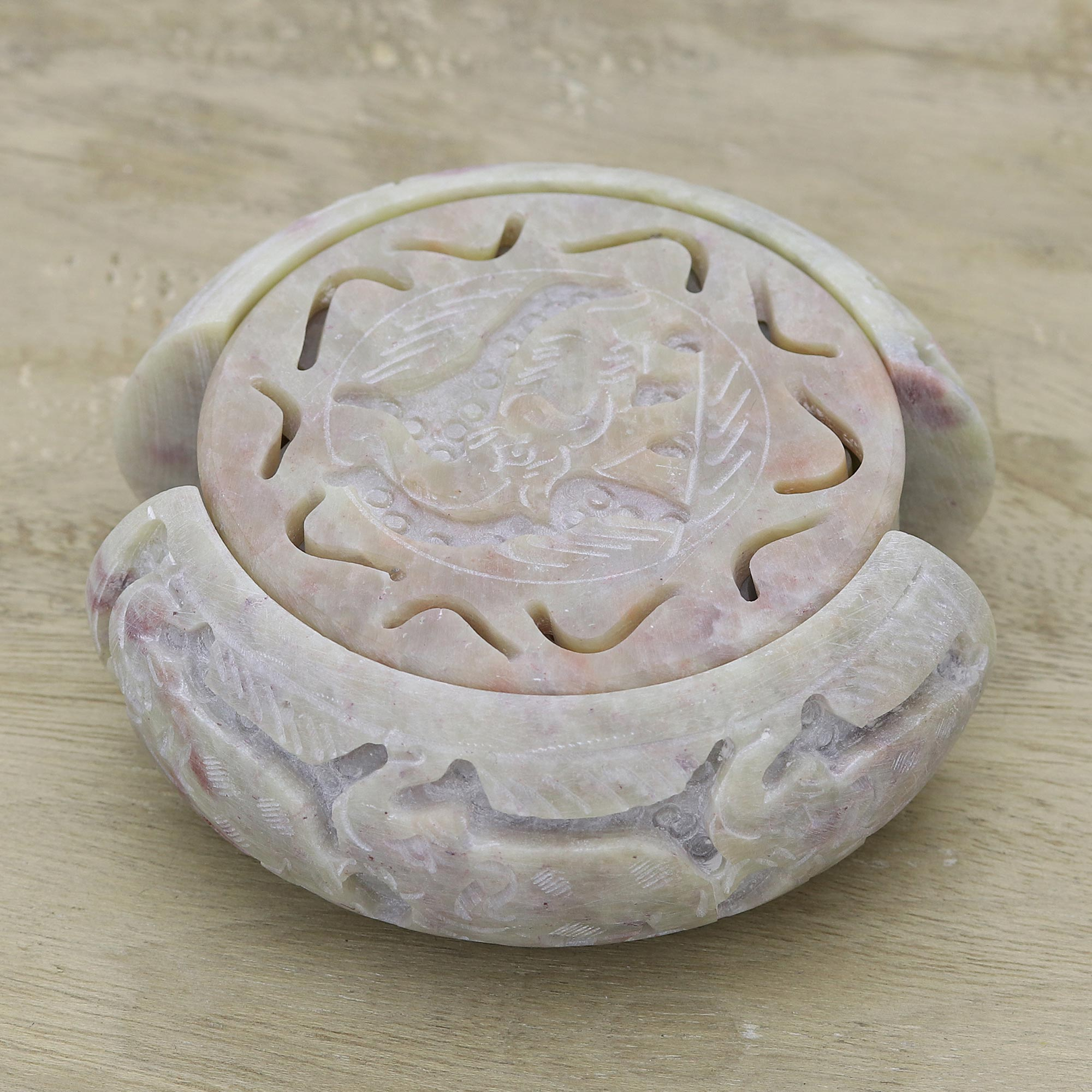 Hand Carved Soapstone Animal Shaped Soap Dish 