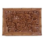 Walnut jewelry box, 'Enhancement' - Handcrafted Floral Wood Jewelry Box