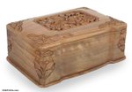 Walnut jewelry box, 'Eternal Attraction' - Fair Trade Floral Wood Jewelry Box
