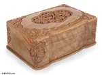Wood jewelry box, 'Ivy Cameo' - Hand Carved Wood Jewelry Box