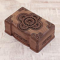 Wood jewelry box, 'Florid Cameo' - Floral Wood jewellery Box