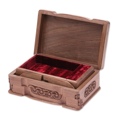 Wood jewelry box, 'Florid Cameo' - Floral Wood Jewelry Box