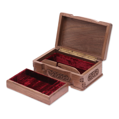 Wood jewelry box, 'Florid Cameo' - Floral Wood Jewelry Box